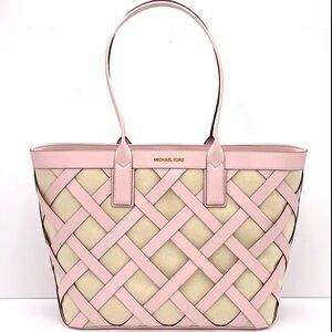MICHAEL KORS SIENNA Large Tote Shoulder BAG In POWDER BLUSH Leather Canvas